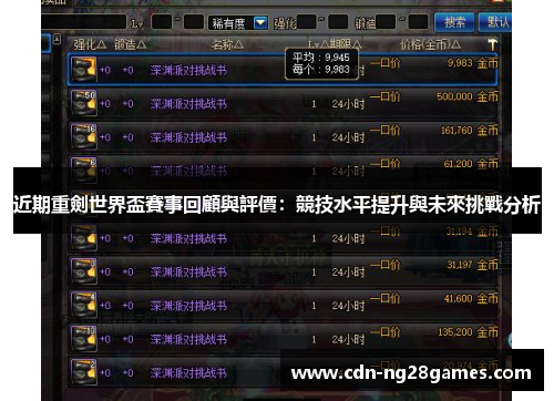 近期重劍世界盃賽事回顧與評價:競技水平提升與未來挑戰分析 近期重劍世界盃賽事回顧與評價:競技水平提升與未來挑戰分析